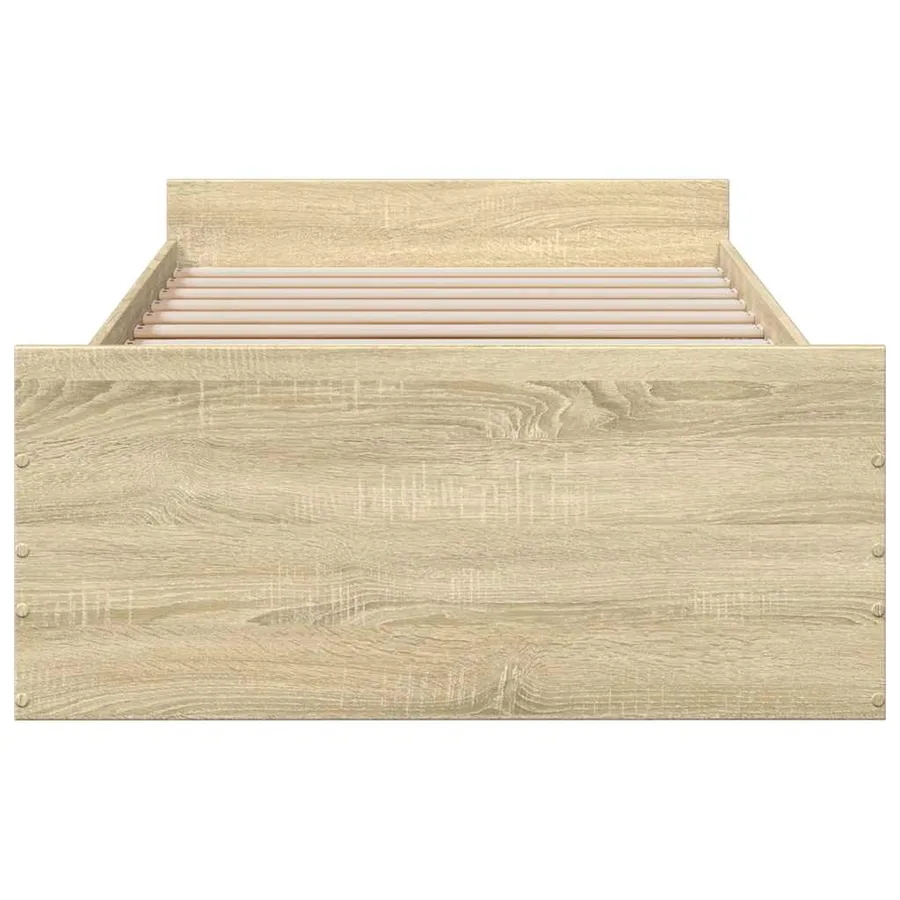 Cadre de lit avec tiroirs sans matelas chêne sonoma 75x190 cm - 4