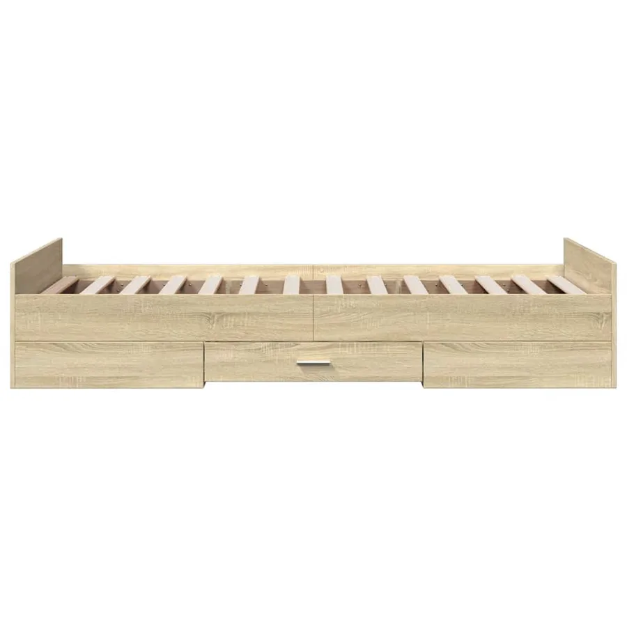 Cadre de lit avec tiroirs sans matelas chêne sonoma 75x190 cm - 5