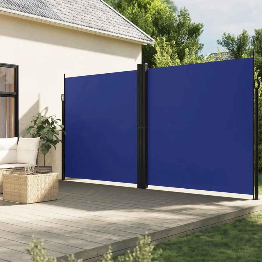 Auvent latéral rétractable bleu 200x1000 cm