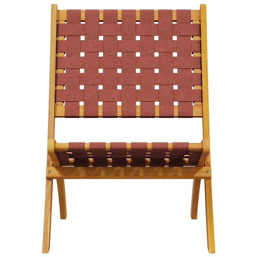 Chaises pliables de jardin lot de 2 et table rouge bois massif - 3