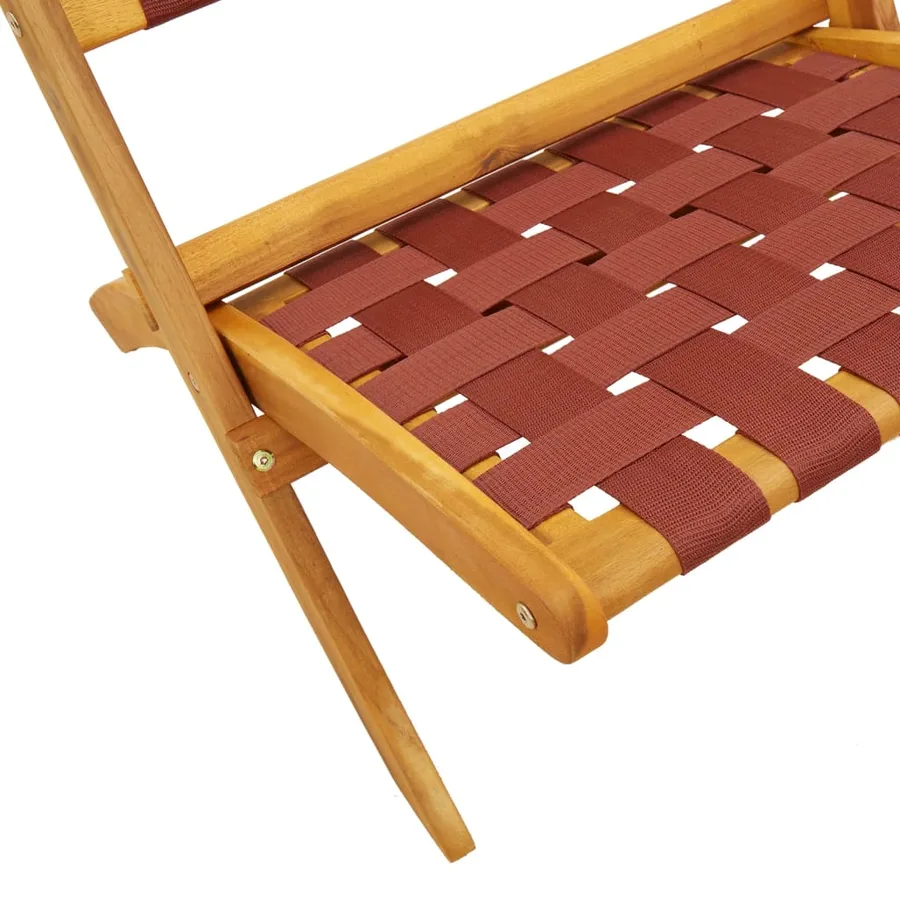 Chaises pliables de jardin lot de 2 et table rouge bois massif - 5