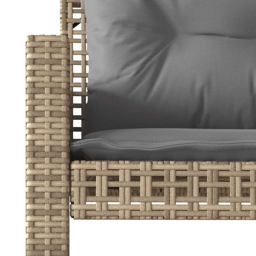 Salon de jardin avec coussins 4 pcs beige résine tressée verre - 12