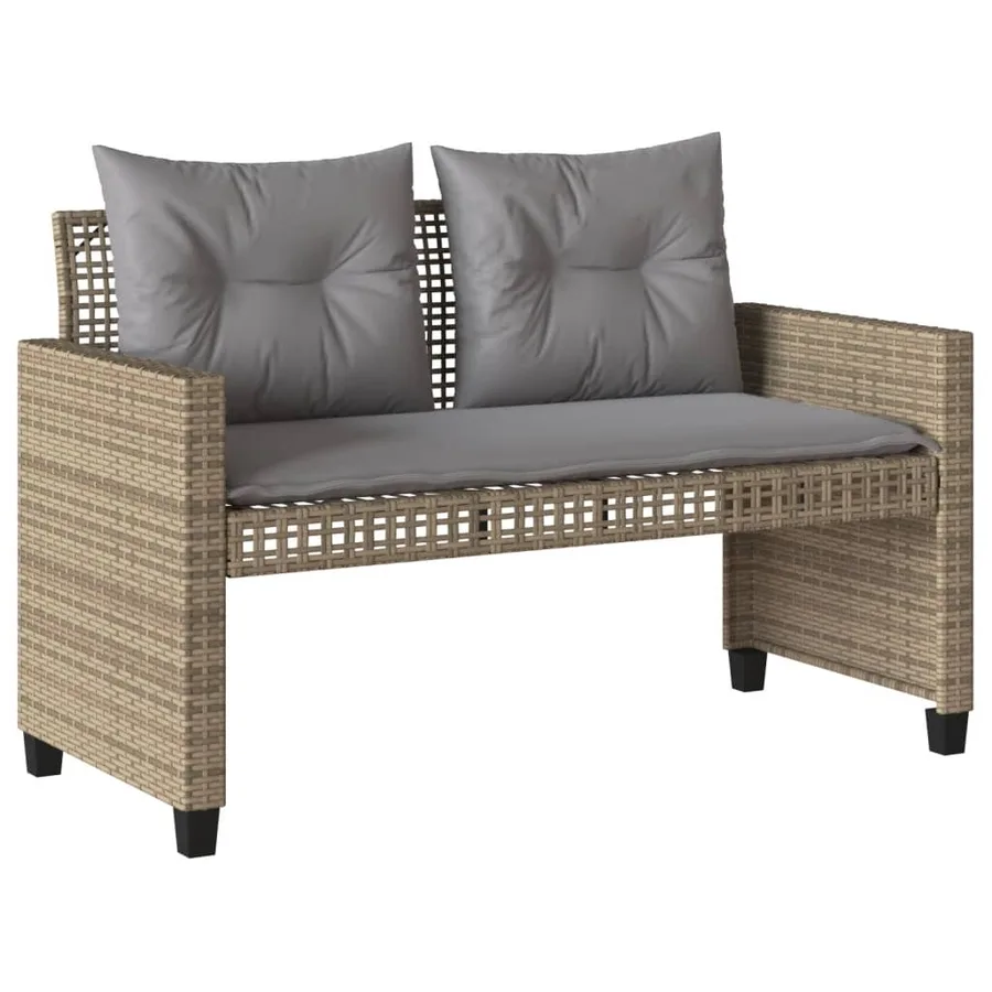 Salon de jardin avec coussins 4 pcs beige résine tressée verre - 4