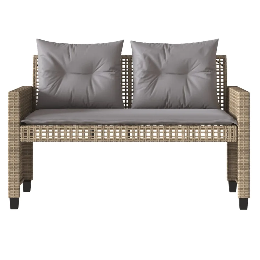 Salon de jardin avec coussins 4 pcs beige résine tressée verre - 5