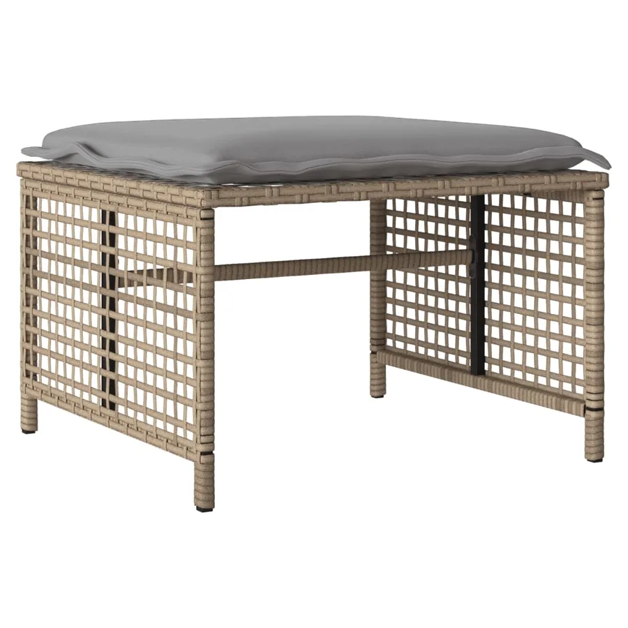 Salon de jardin avec coussins 4 pcs beige résine tressée verre - 6