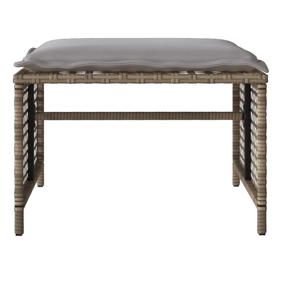 Salon de jardin avec coussins 4 pcs beige résine tressée verre - 7