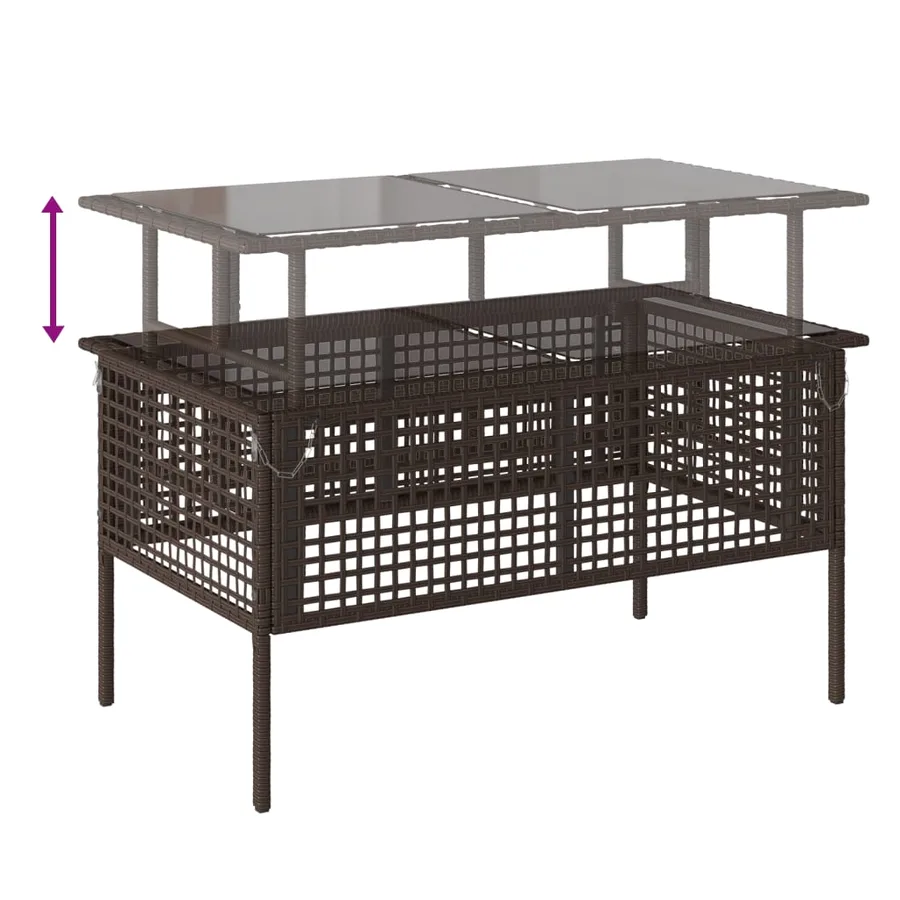 Salon de jardin avec coussins 4 pcs marron résine tressée verre - 10