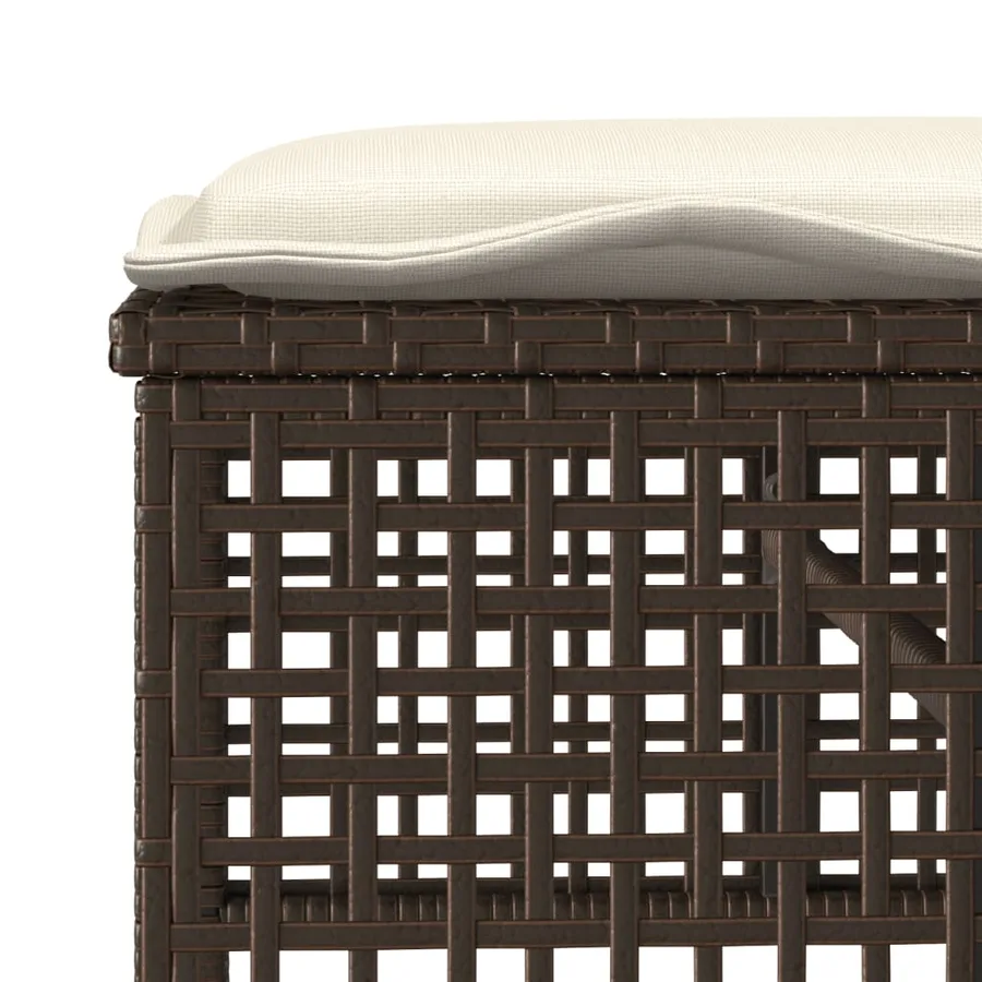 Salon de jardin avec coussins 4 pcs marron résine tressée verre - 11