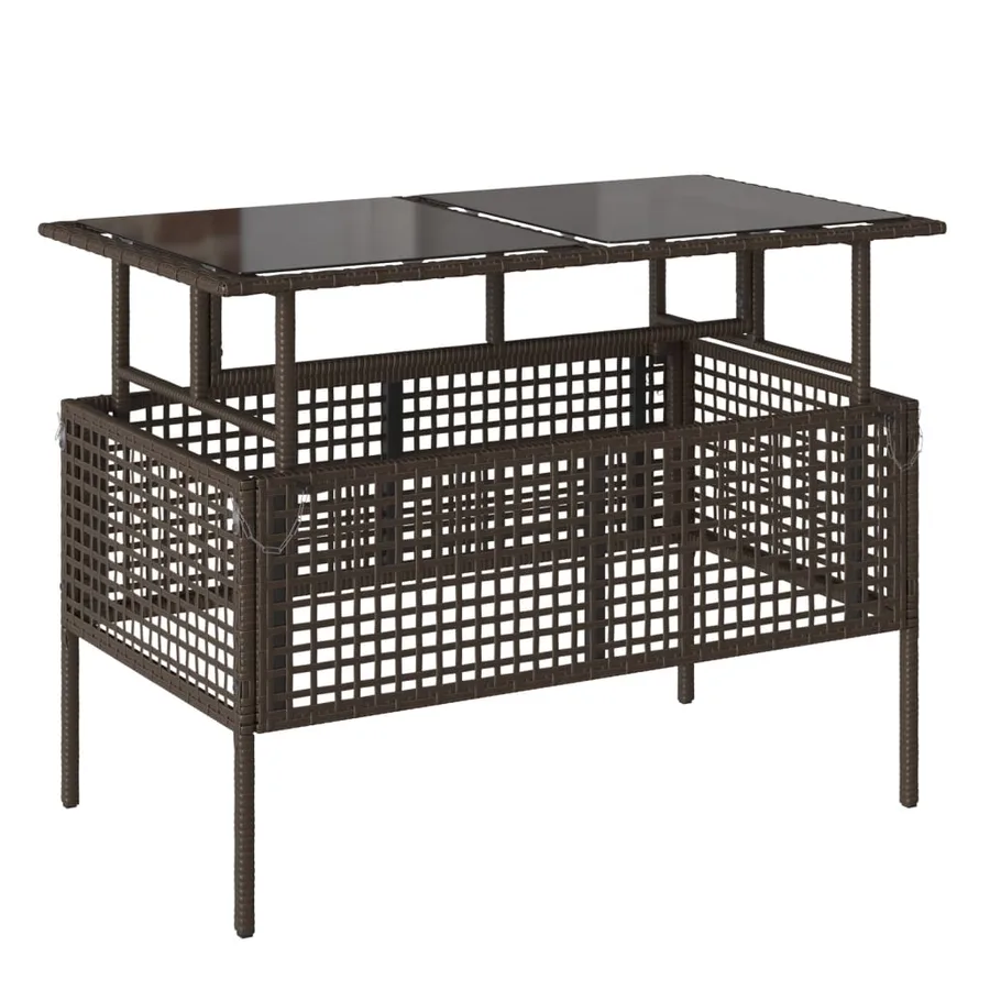 Salon de jardin avec coussins 4 pcs marron résine tressée verre - 8