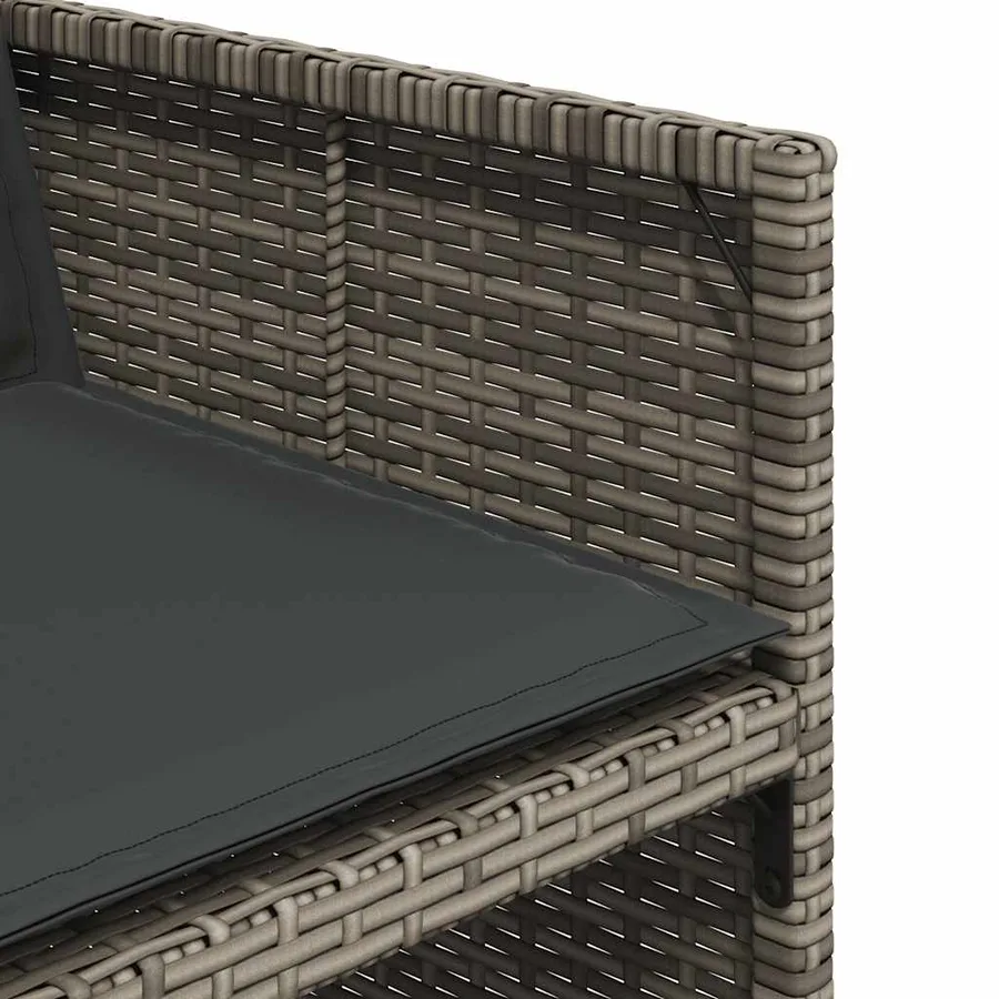 Ensemble à manger de jardin 11pcs avec coussins gris poly rotin - 7