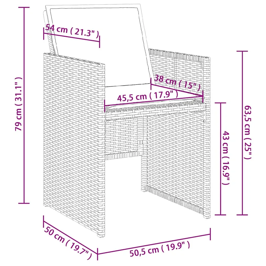 Ensemble à manger de jardin 11pcs avec coussins gris poly rotin - 9