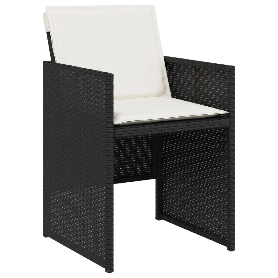 Ensemble à manger de jardin 9pcs coussins noir résine tressée - 5