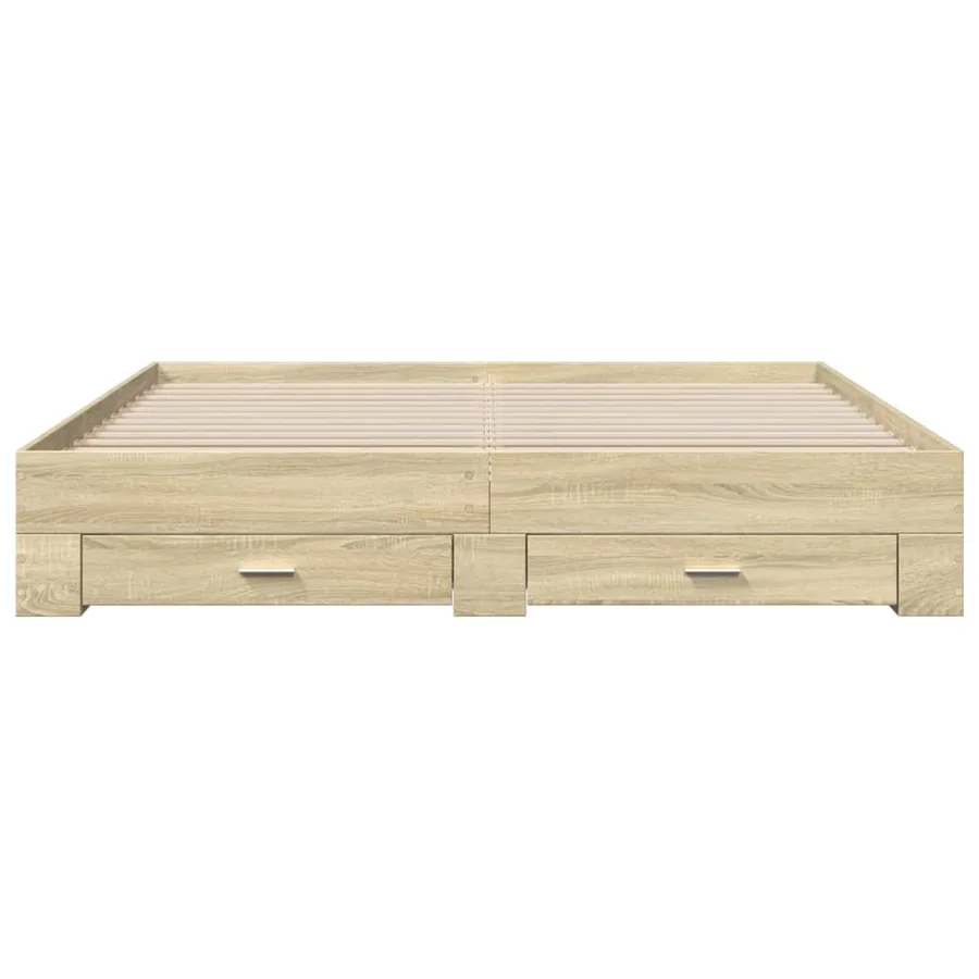 Cadre de lit avec tiroirs sans matelas chêne sonoma 200x200 cm - 4