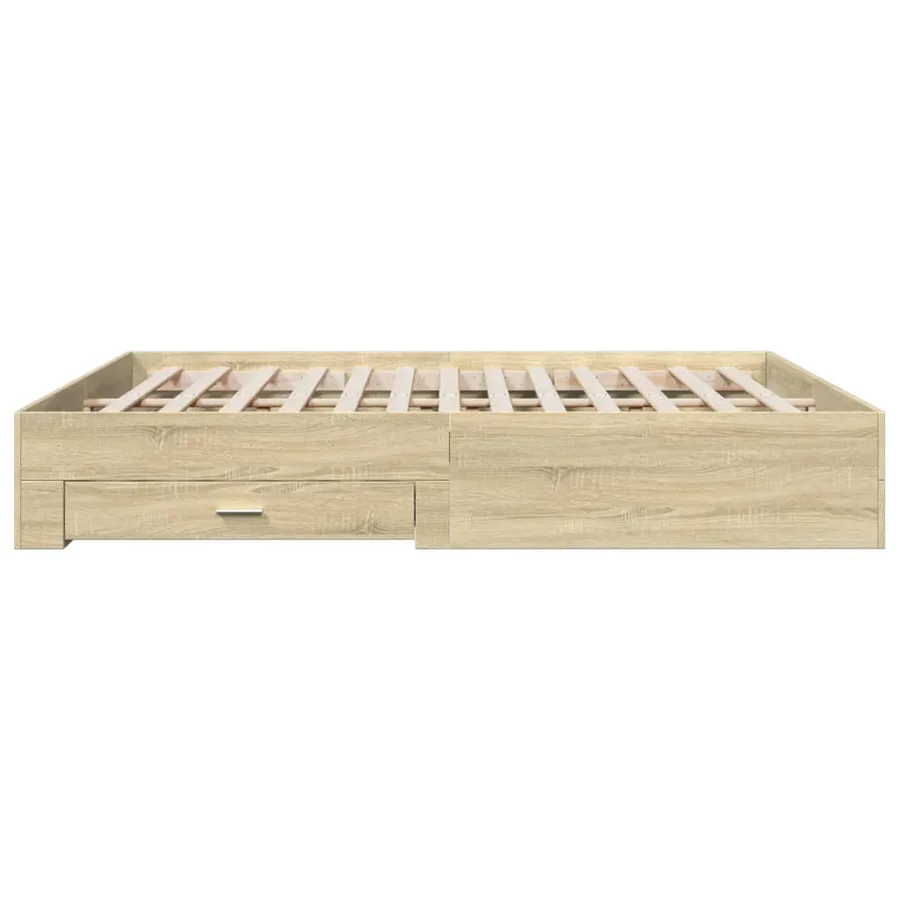 Cadre de lit avec tiroirs sans matelas chêne sonoma 200x200 cm - 5