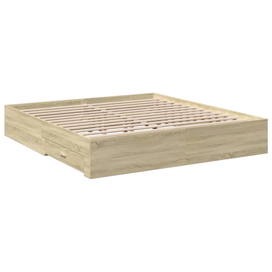 Cadre de lit avec tiroirs sans matelas chêne sonoma 200x200 cm - 6
