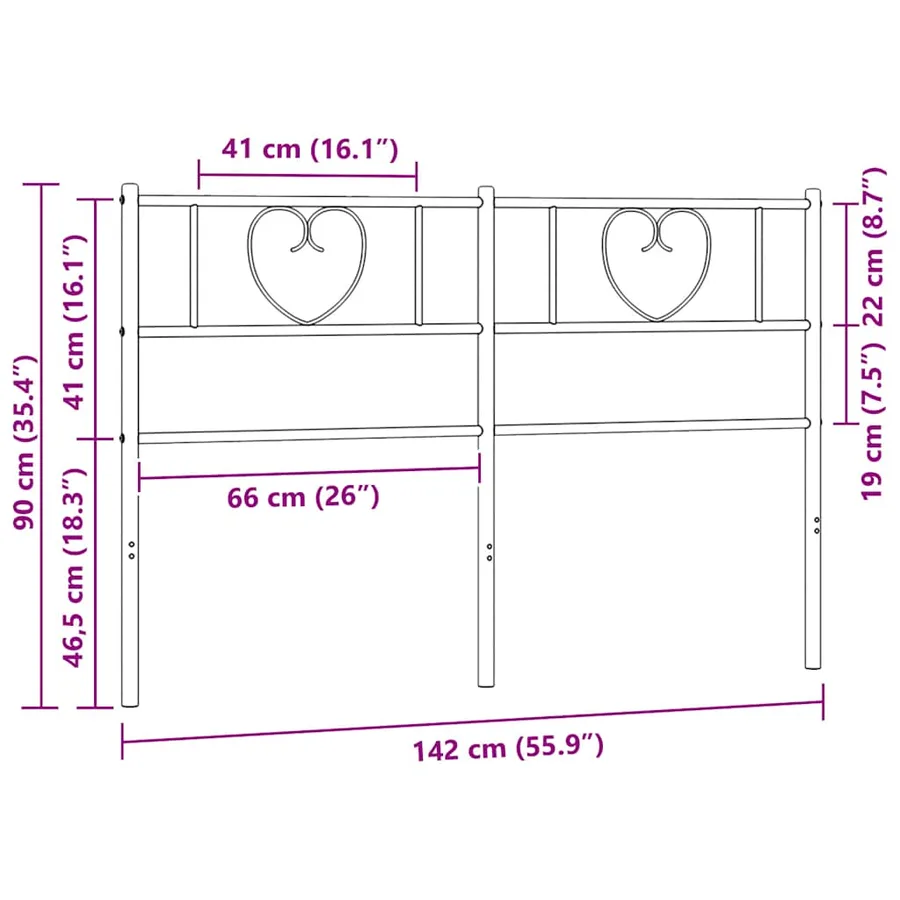 Tête de lit de remplacement métal noir 135 cm - 7
