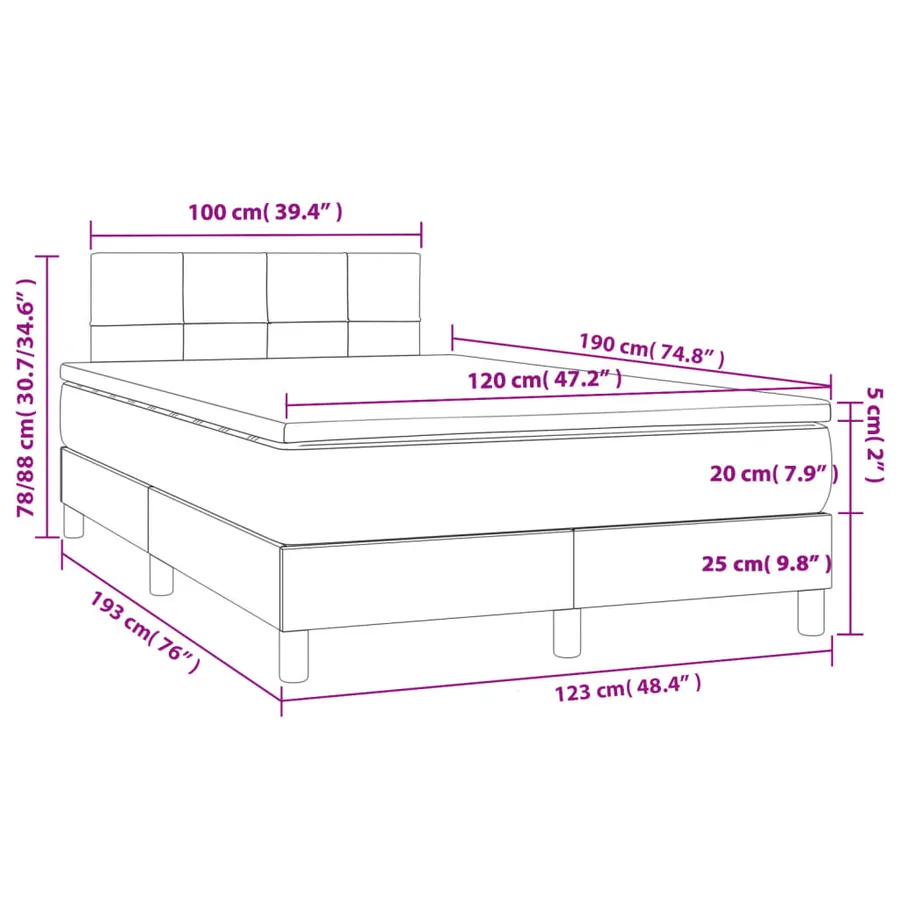 Sommier à lattes de lit avec matelas crème 120x190 cm tissu - 9