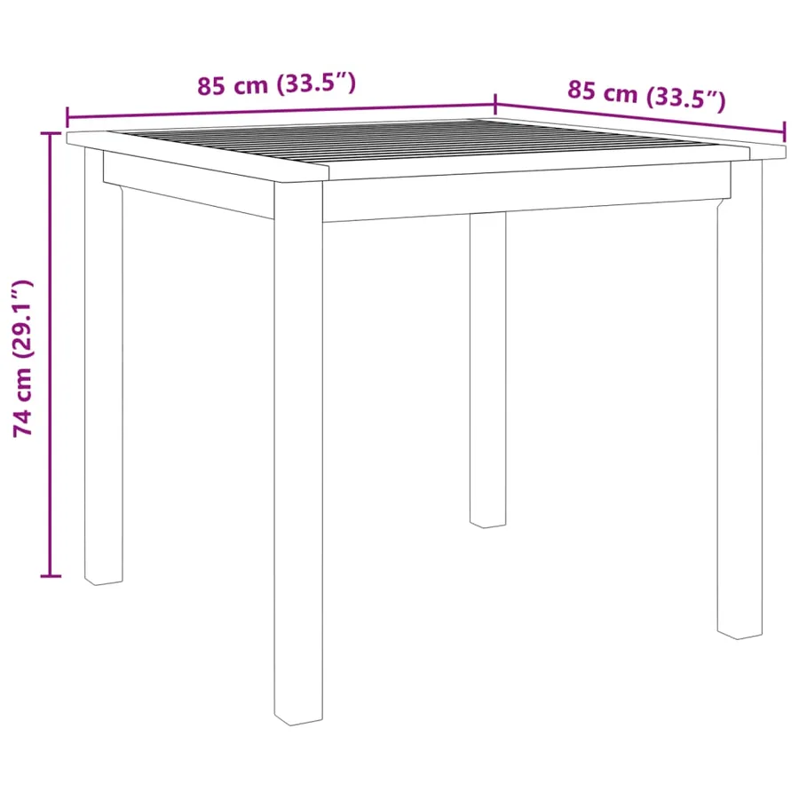 Ensemble à manger de jardin 3 pcs 85x85x74 cm Bois d'acacia solide - 9
