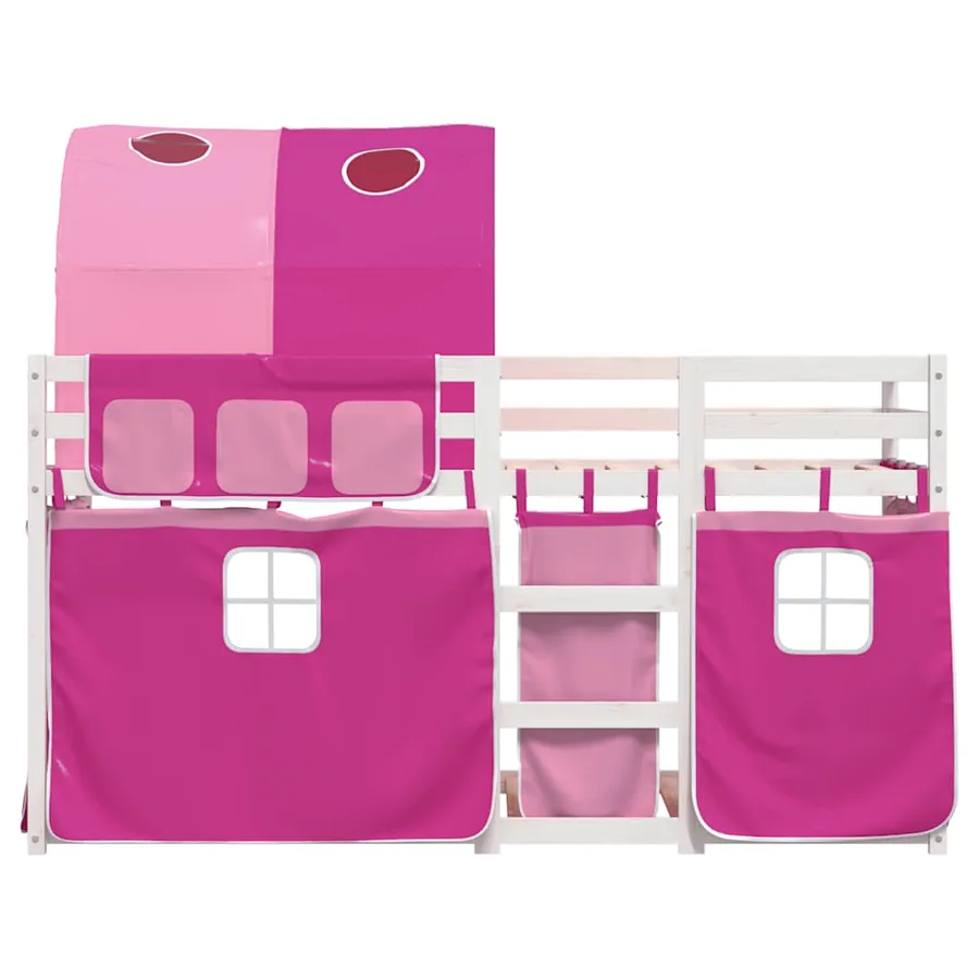 Lit superposé sans matelas rose 80x200 cm bois de pin massif - 5