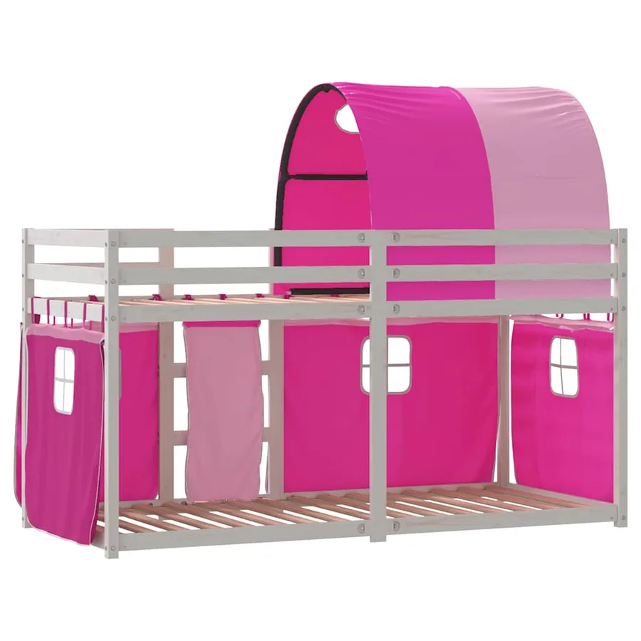 Lit superposé sans matelas rose 80x200 cm bois de pin massif - 7