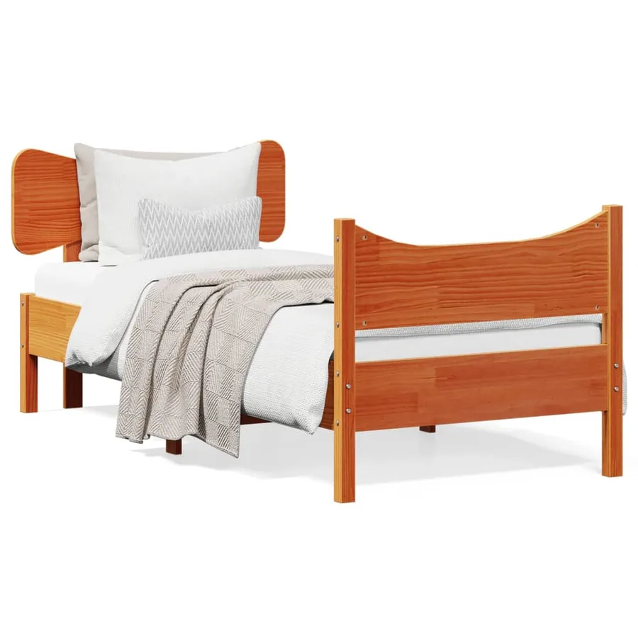 Cadre de lit sans matelas cire marron 75x190 cm bois pin massif - 2