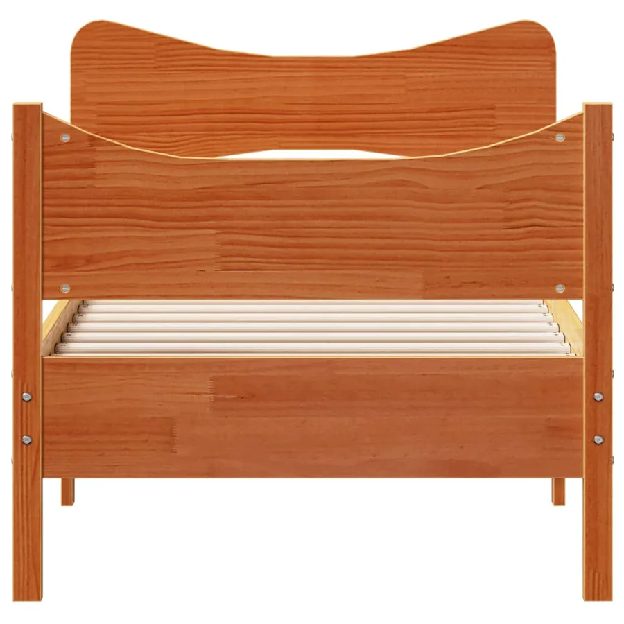 Cadre de lit sans matelas cire marron 75x190 cm bois pin massif - 4