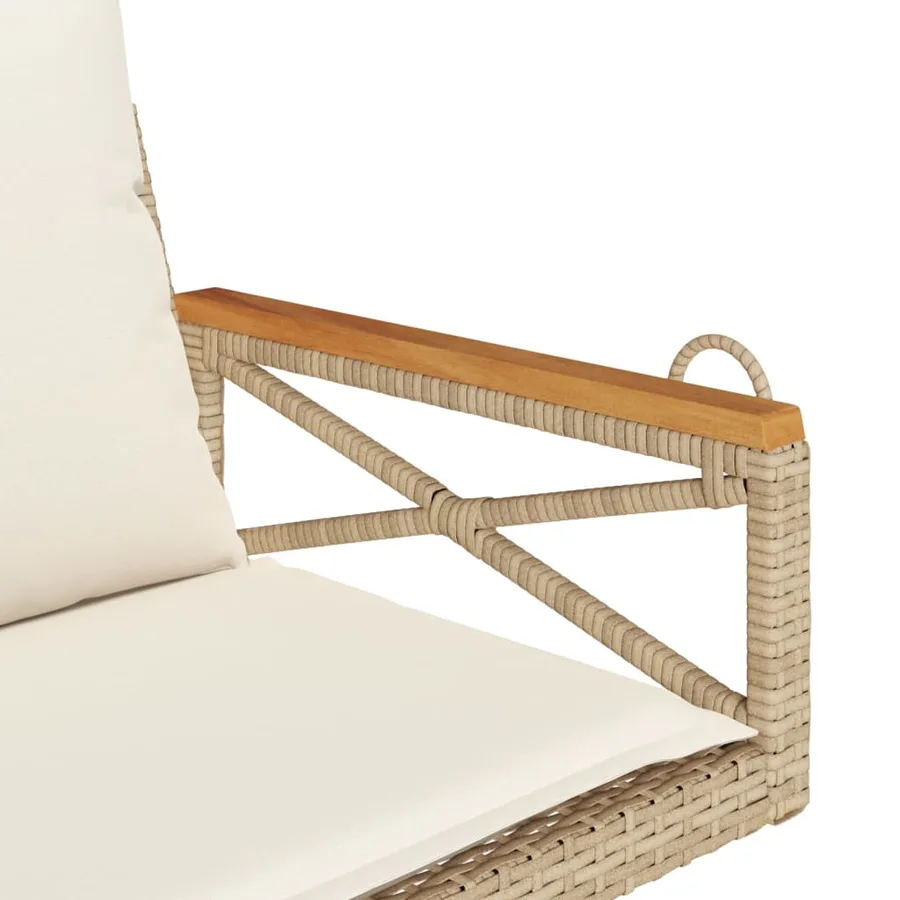 Balancelle avec coussins beige 63x62x40 cm résine tressée - 7