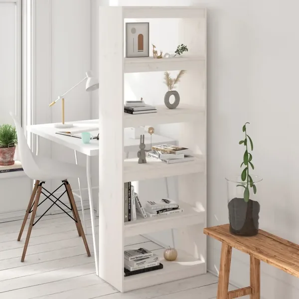 Bibliothèque/Séparateur de pièce Blanc 60x30x167,5cm Pin massif