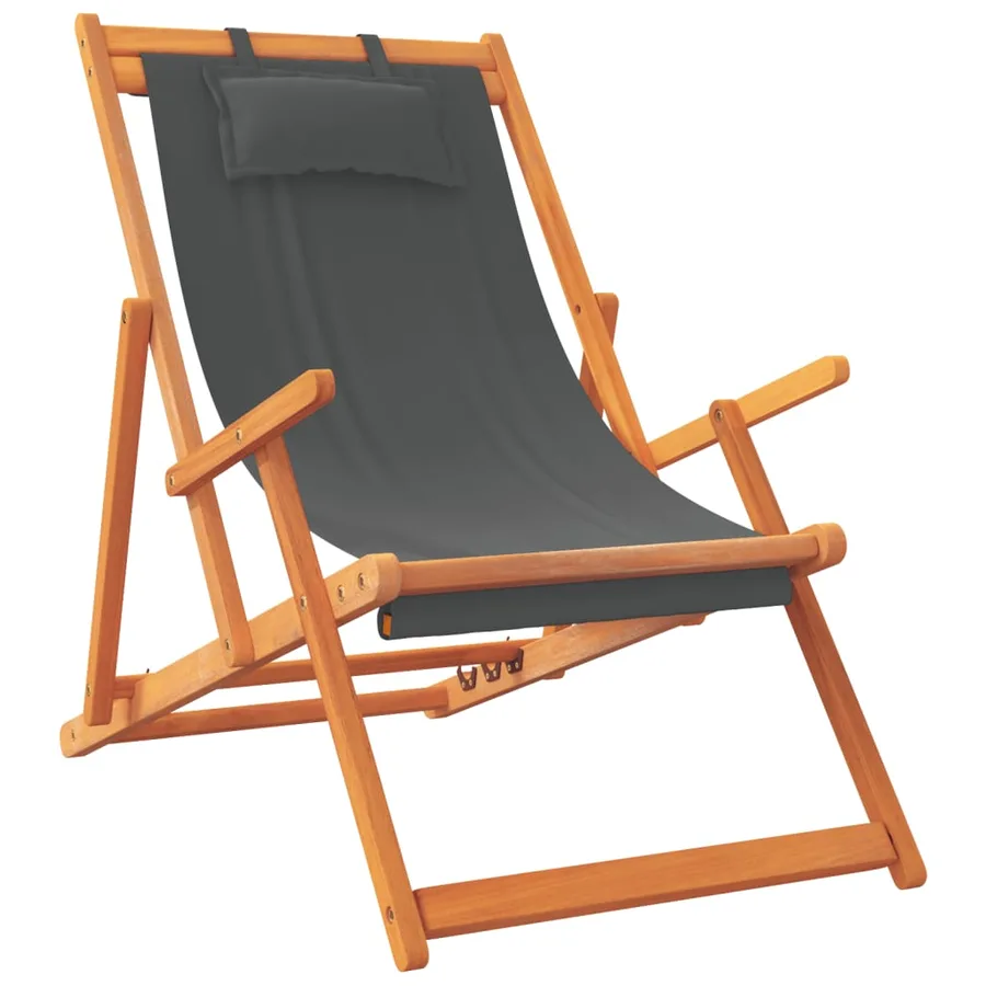 Chaises de plage pliables lot de 2 gris tissu - 3