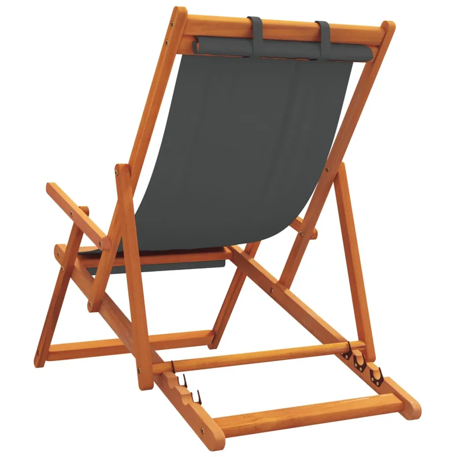 Chaises de plage pliables lot de 2 gris tissu - 6