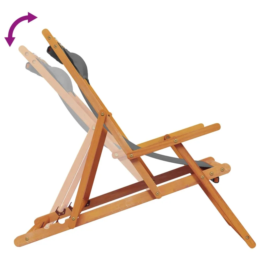 Chaises de plage pliables lot de 2 gris tissu - 7