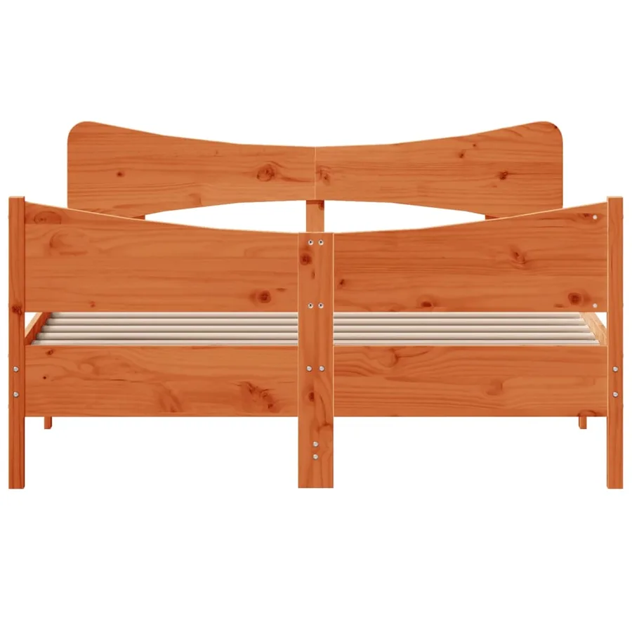 Cadre de lit sans matelas cire marron 140x200cm bois pin massif - 4