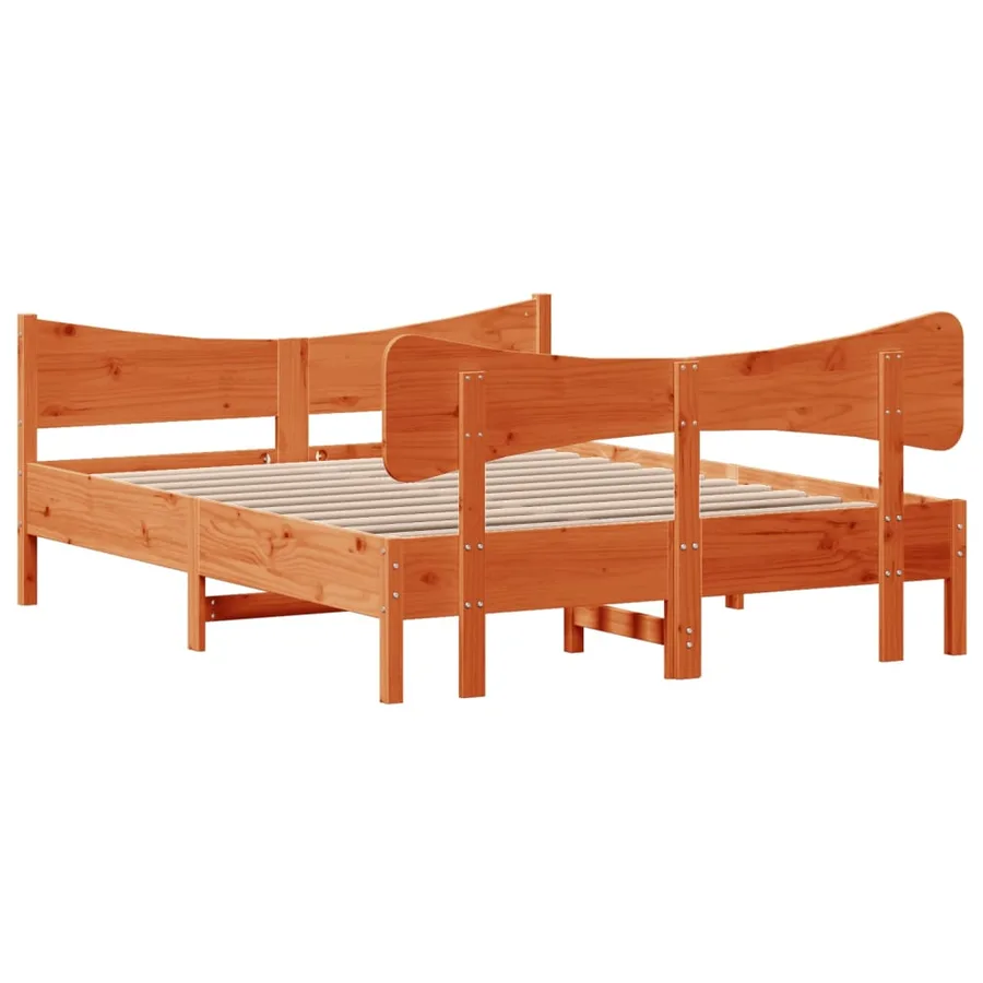 Cadre de lit sans matelas cire marron 140x200cm bois pin massif - 6