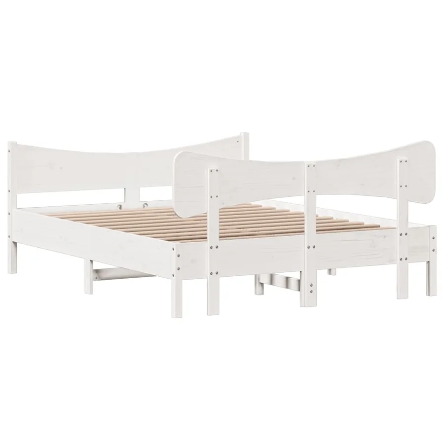 Cadre de lit sans matelas blanc 160x200 cm bois de pin massif - 6