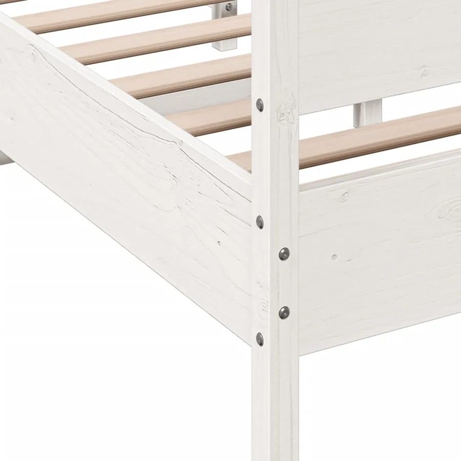 Cadre de lit sans matelas blanc 160x200 cm bois de pin massif - 7