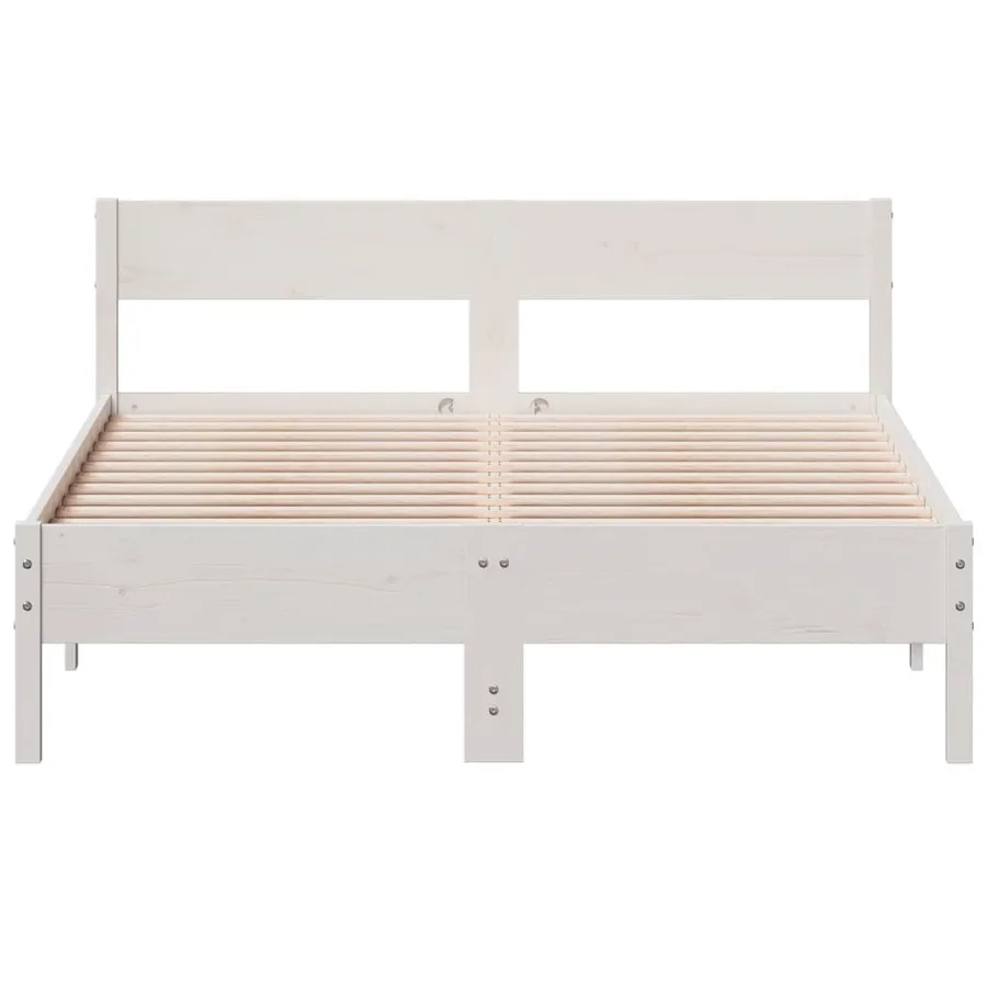 Cadre de lit sans matelas blanc 140x190 cm bois de pin massif - 4