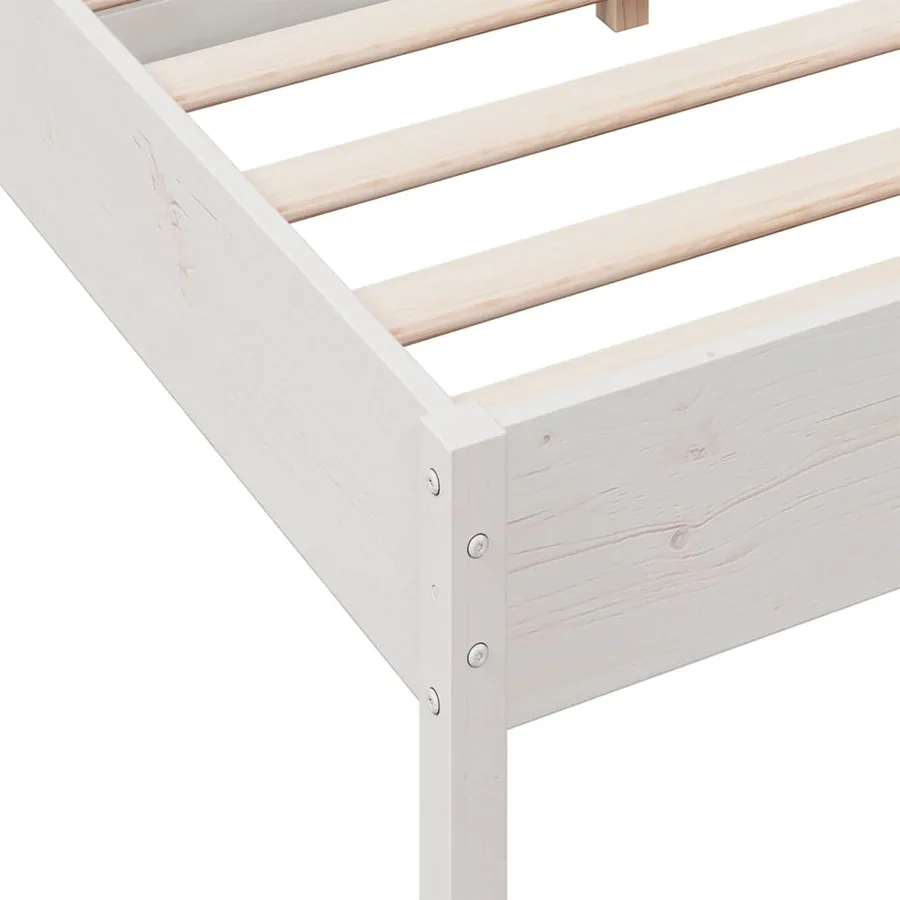Cadre de lit sans matelas blanc 140x190 cm bois de pin massif - 7