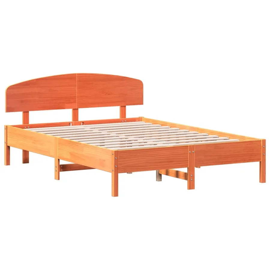 Cadre de lit sans matelas cire marron 120x200cm bois pin massif - 3