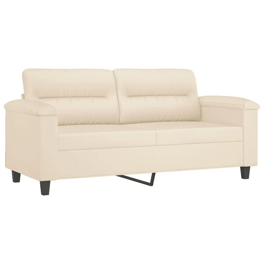 Ensemble de canapés 2 pcs avec coussins beige tissu microfibre - 4