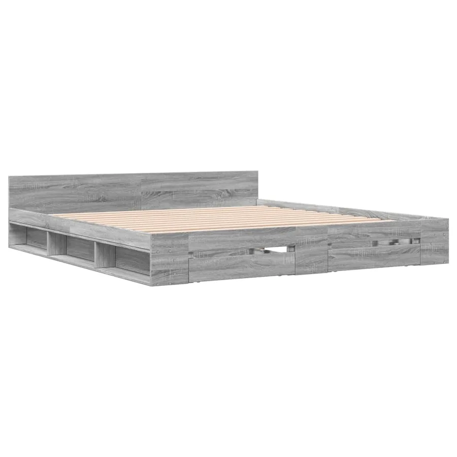 Cadre de lit avec tiroirs sans matelas sonoma gris 180x200 cm - 3