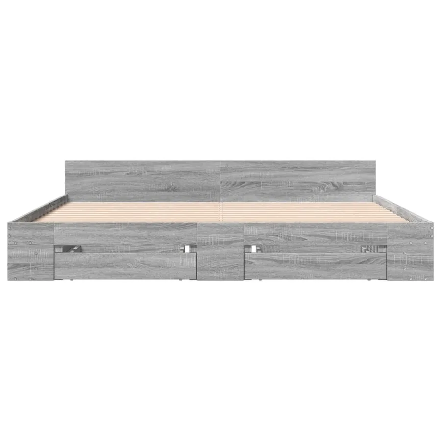 Cadre de lit avec tiroirs sans matelas sonoma gris 180x200 cm - 4