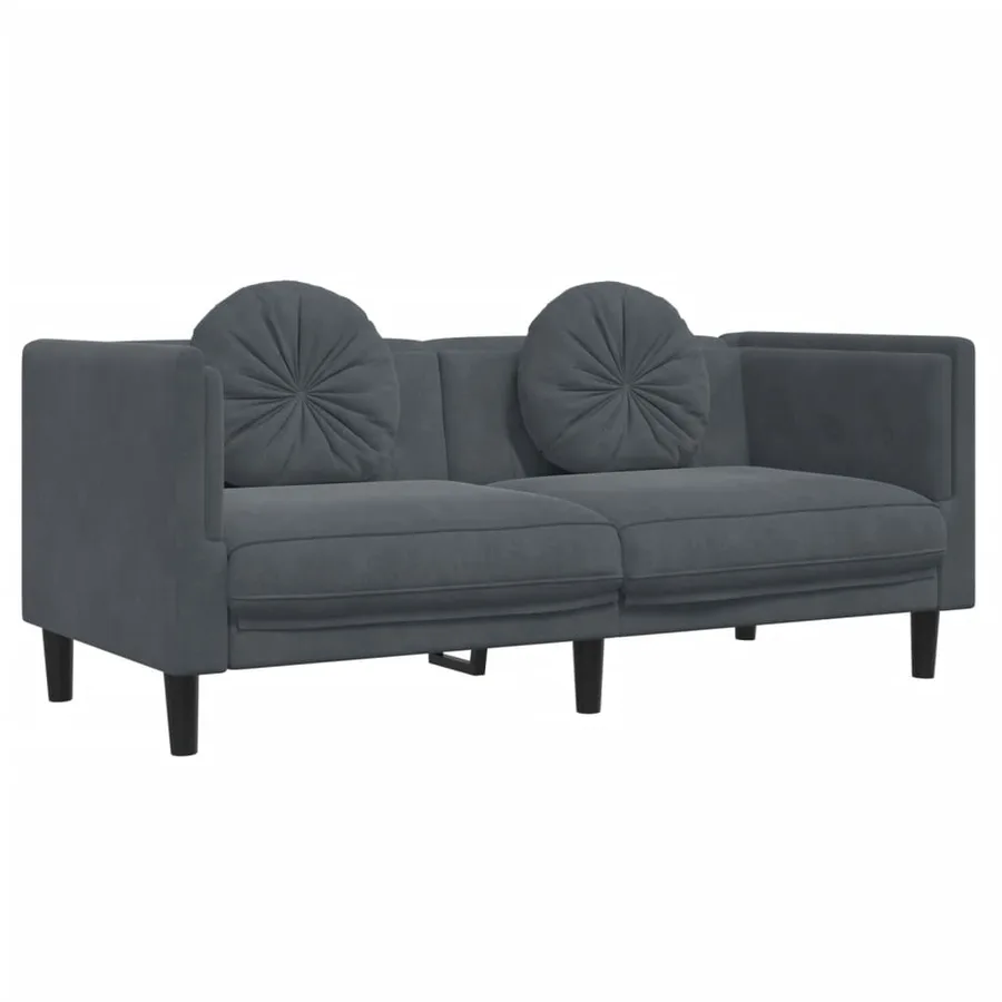 Ensemble de canapés 2 pcs avec coussins gris foncé velours - 4