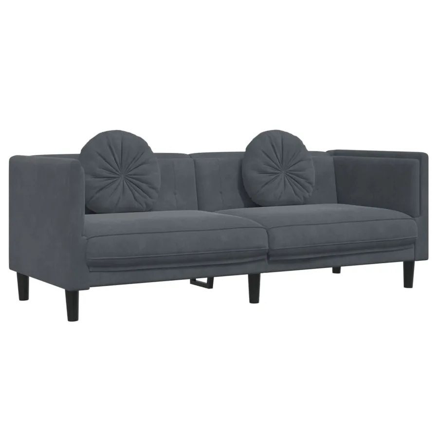 Ensemble de canapés 2 pcs avec coussins gris foncé velours - 5