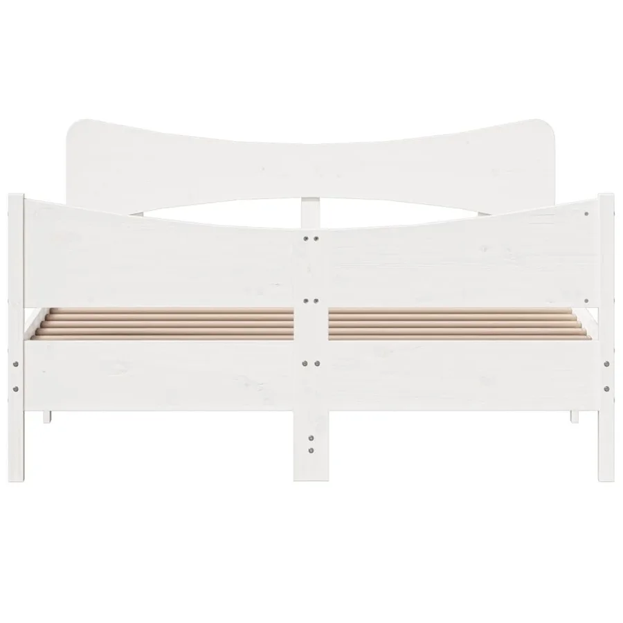Cadre de lit sans matelas blanc 135x190 cm bois de pin massif - 4