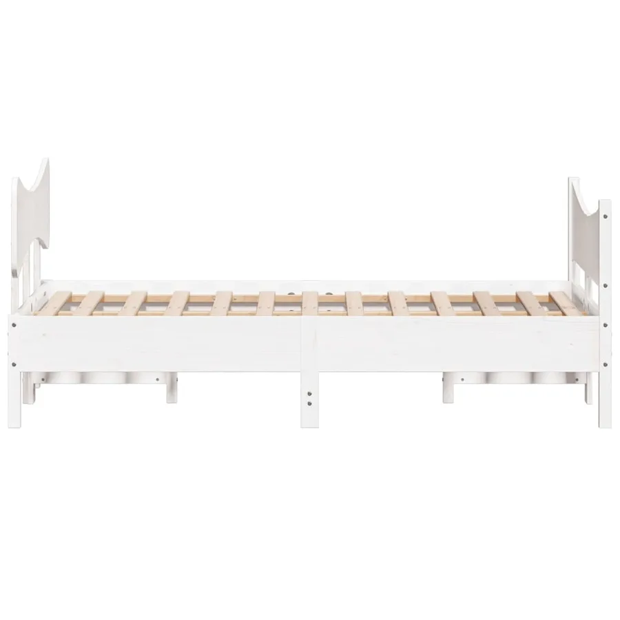 Cadre de lit sans matelas blanc 135x190 cm bois de pin massif - 5