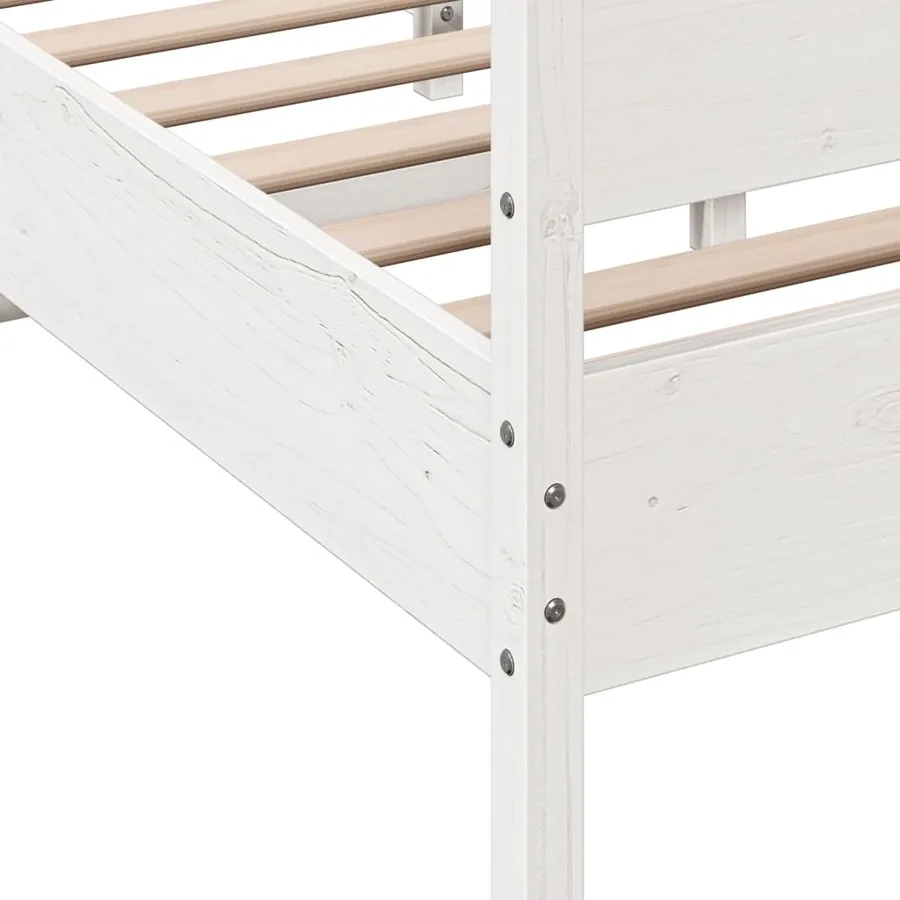 Cadre de lit sans matelas blanc 135x190 cm bois de pin massif - 7