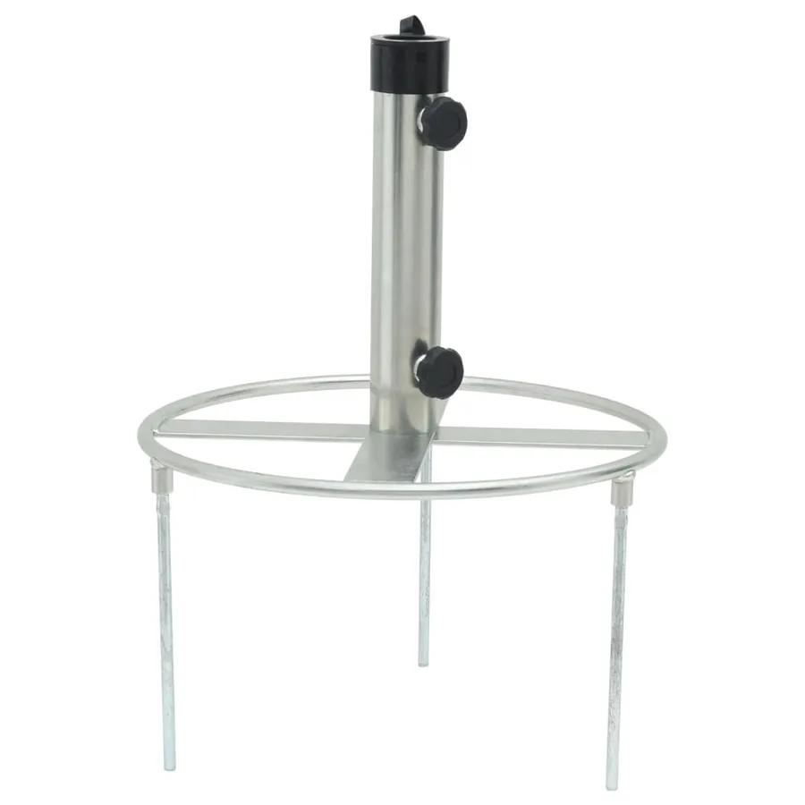 Base de parasol avec piquets de sol Ø38/48 mm argenté acier - 2