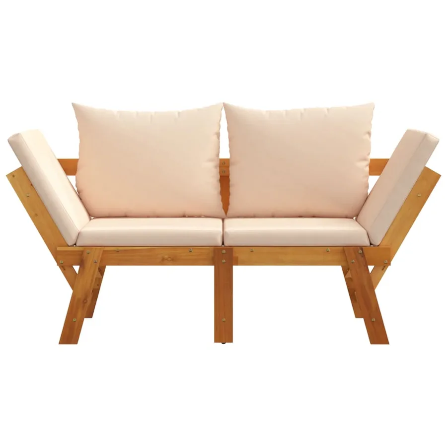 Banc de jardin avec coussins 2 en 1 bois d'acacia massif - 4