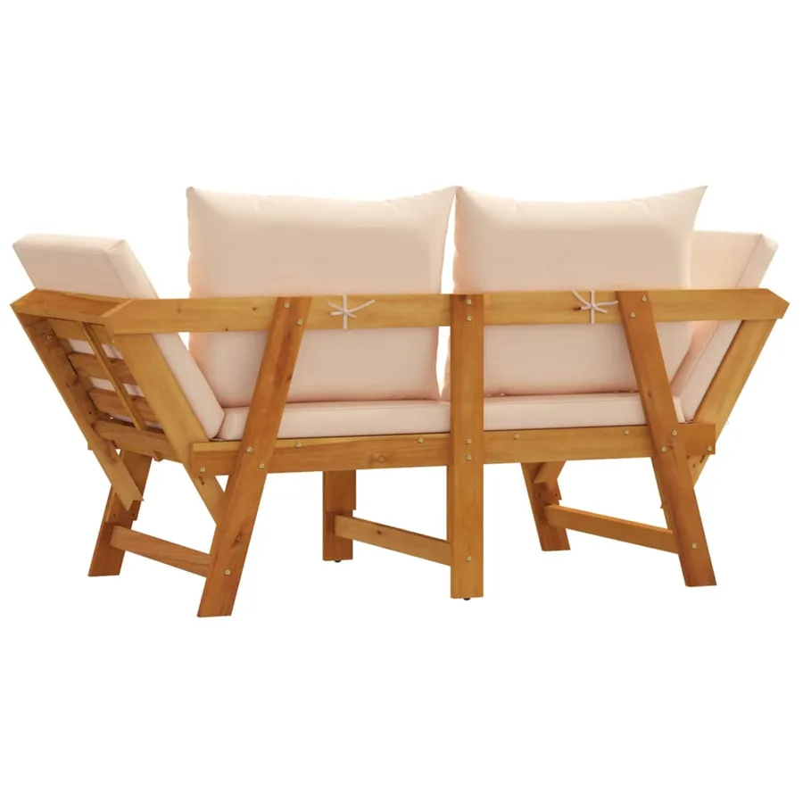 Banc de jardin avec coussins 2 en 1 bois d'acacia massif - 7