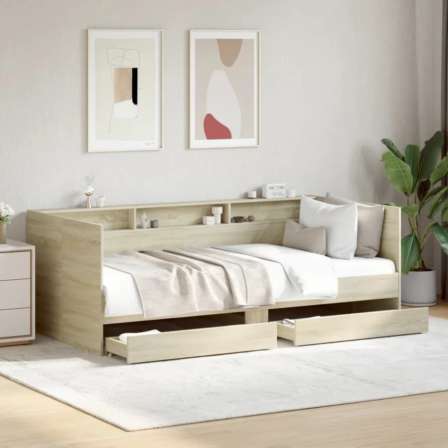 Lit de jour avec tiroirs sans matelas chêne sonoma 100x200 cm